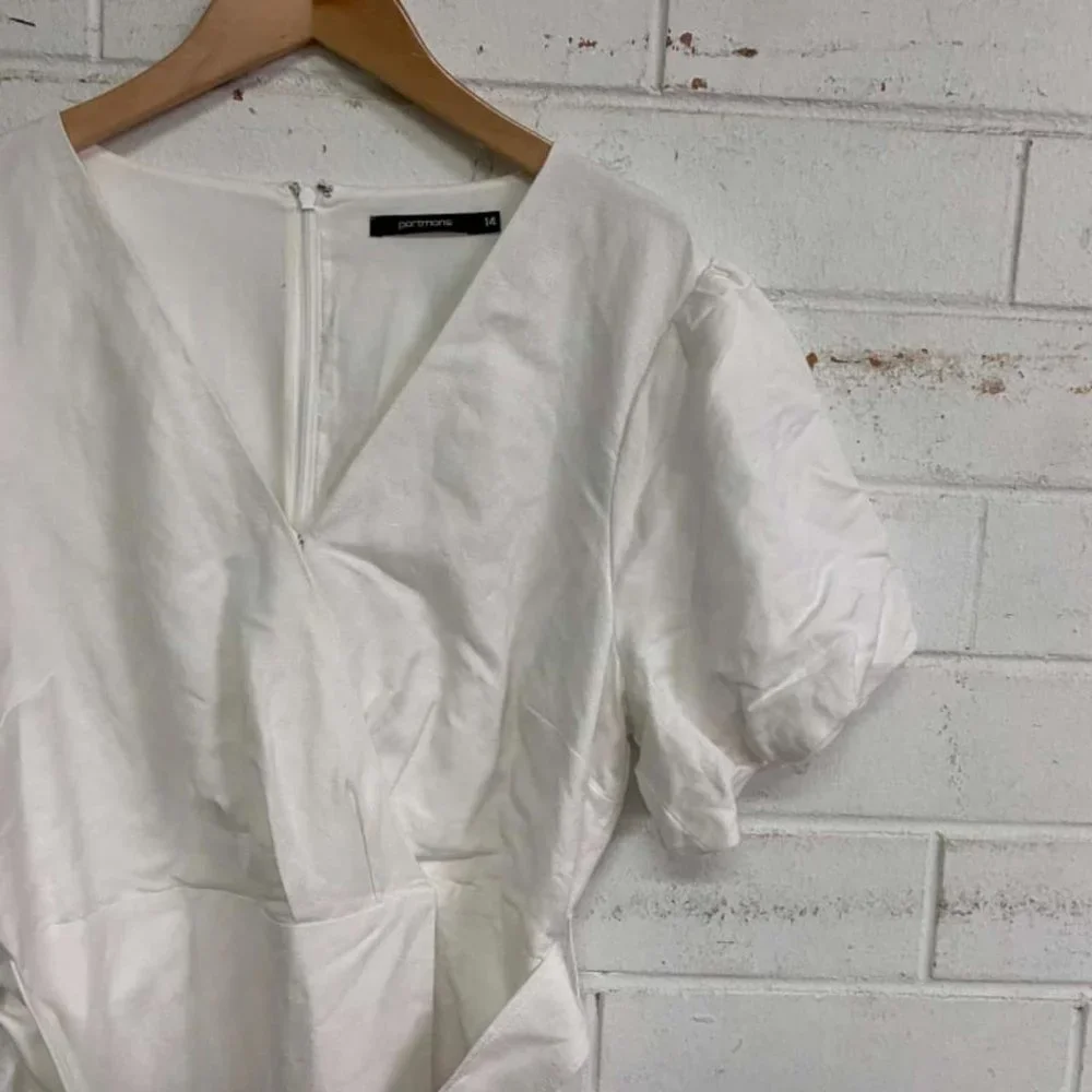 PORTMANS Linen Blair Puff Sleeve Wrap Dress - Picture 8 of 10